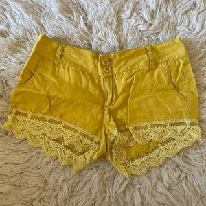 Yellow Laced Shorts
